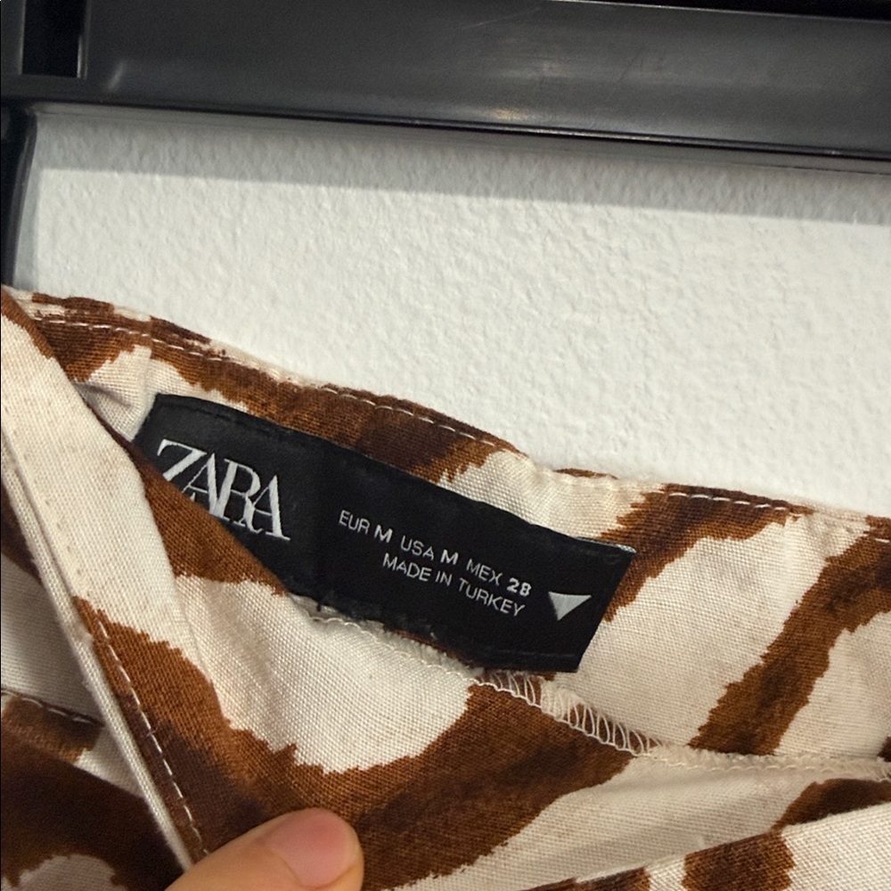 Zara Wide Leg Tie Waist Brown Zebra Print Pants - Picture 7 of 8